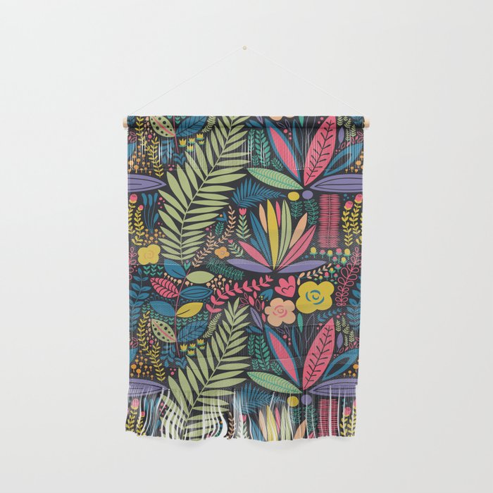 Retro colorful jungle nature plant pattern Wall Hanging Gallery Image 1