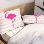 Flamingo & Stripes - Blush Hot Pink Pillow Sham Gallery Image 2