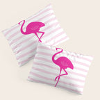 Flamingo & Stripes - Blush Hot Pink Pillow Sham Gallery Image 3