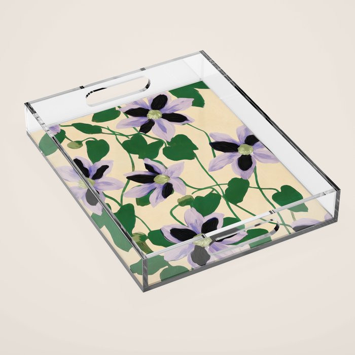 Clematis Botanical Illustration Acrylic Tray Gallery Image 1