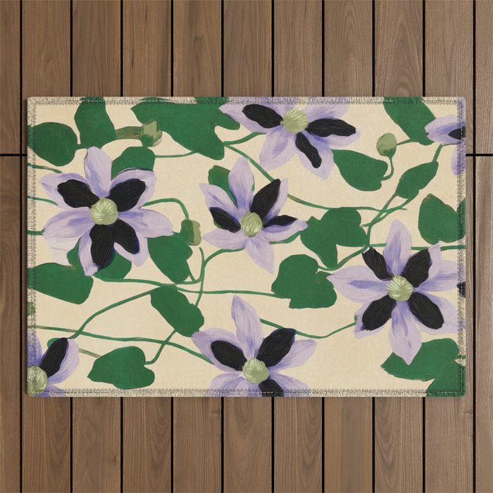Clematis Botanical Illustration Outdoor Rug Gallery Image 1