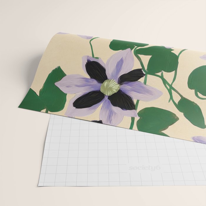 Clematis Botanical Illustration Wrapping Paper Gallery Image 2
