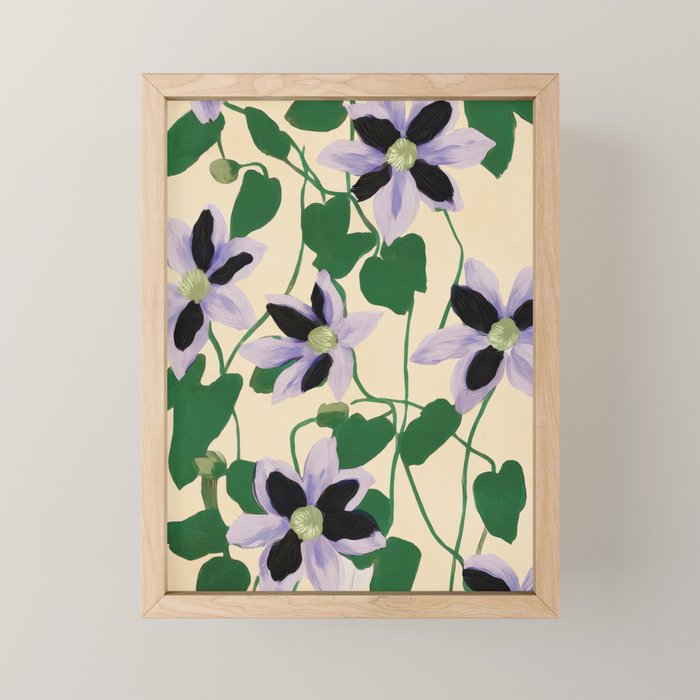 Clematis Botanical Illustration Mini Art Print Gallery Image 1