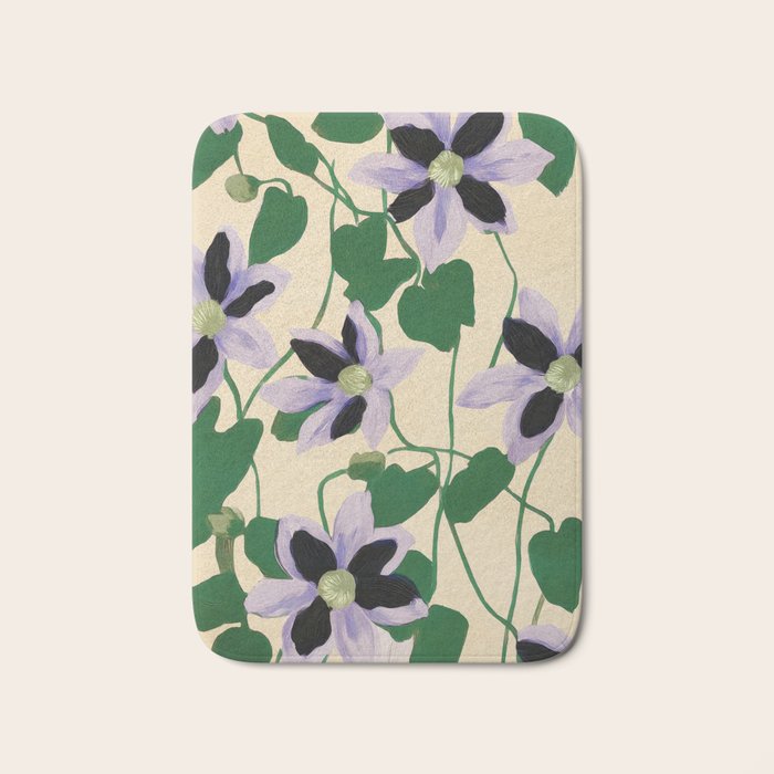 Clematis Botanical Illustration Bath Mat Gallery Image 1