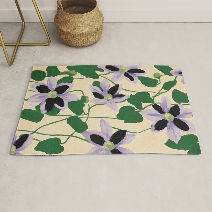 Clematis Botanical Illustration Rug Gallery Image 1