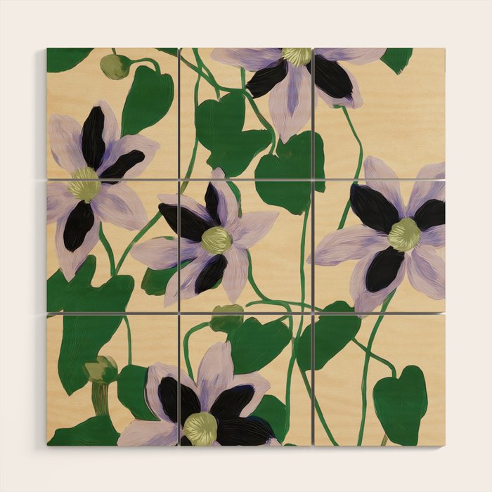 Clematis Botanical Illustration Wood Wall Art Gallery Image 1