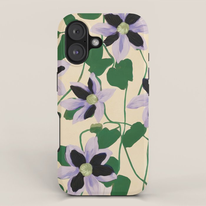 Clematis Botanical Illustration iPhone Case Gallery Image 1