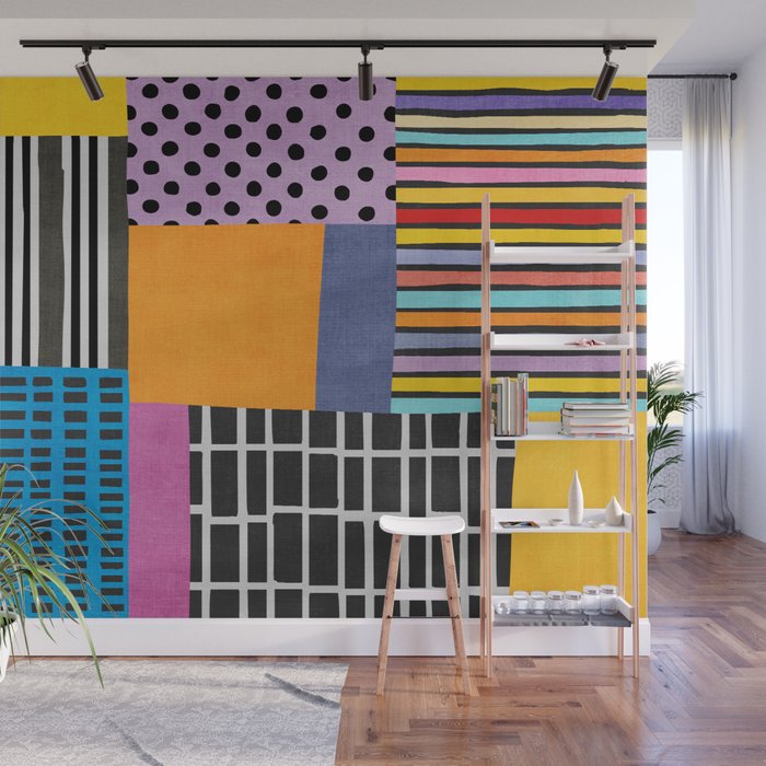 Modern Multicolor Patchwork Design Wall Mural Gallery Image 1