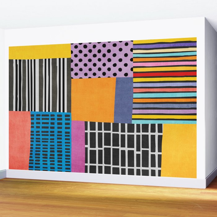 Modern Multicolor Patchwork Design Wall Mural Gallery Image 2