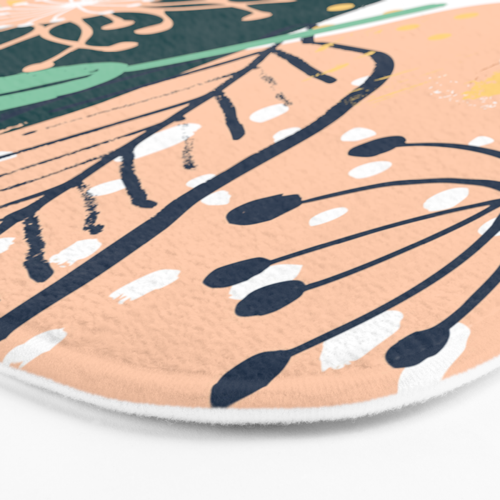 Summer Floral Prints, Abstract, Red and Green, Colourful Prints. Bath Mat Gallery Image 3