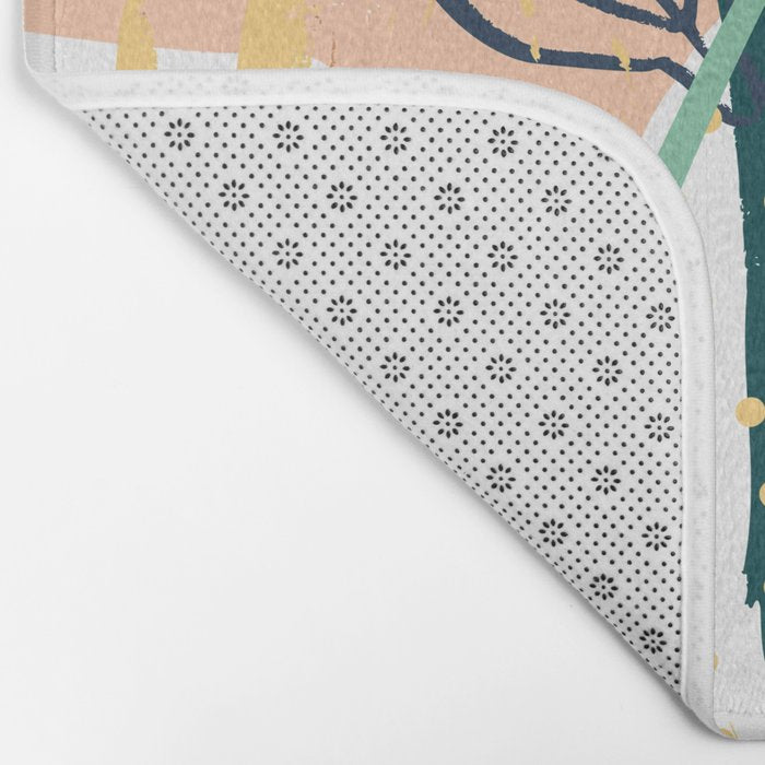 Summer Floral Prints, Abstract, Red and Green, Colourful Prints. Bath Mat Gallery Image 2