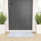 Cozy Vintage Cottage Flowers and Stripes Pattern in Light Blue and White Welcome Mat Gallery Image 3