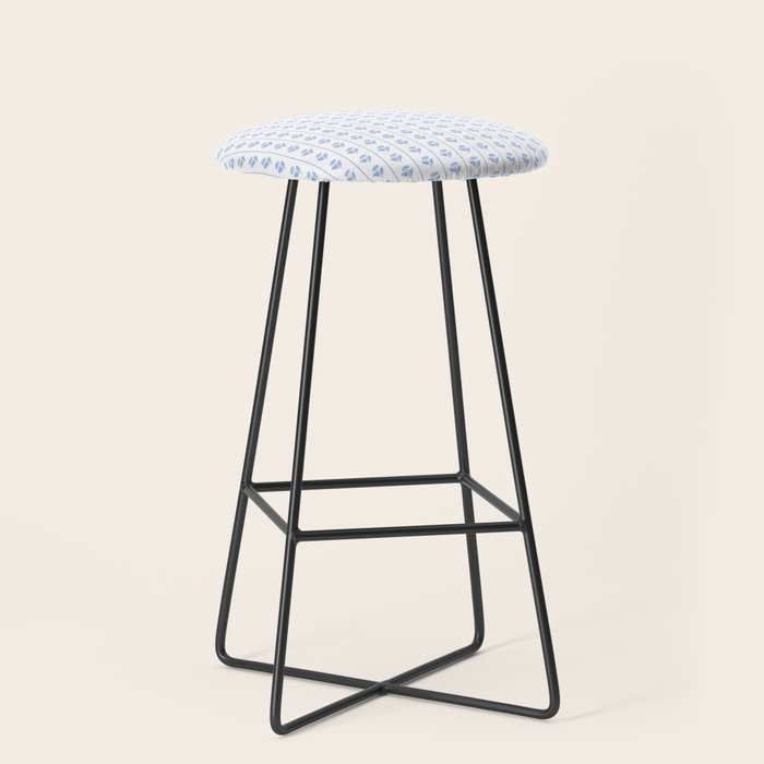 Cozy Vintage Cottage Flowers and Stripes Pattern in Light Blue and White Stool Gallery Image 1
