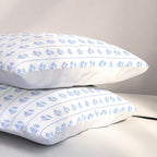 Cozy Vintage Cottage Flowers and Stripes Pattern in Light Blue and White Pillow Sham Gallery Image 3