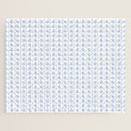 Cozy Vintage Cottage Flowers and Stripes Pattern in Light Blue and White Jigsaw Puzzle Gallery Image 1