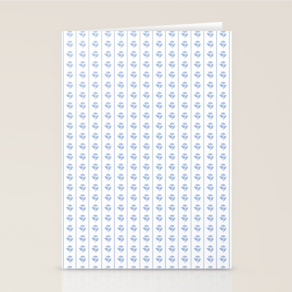 Cozy Vintage Cottage Flowers and Stripes Pattern in Light Blue and White Stationery Card Gallery Image 2