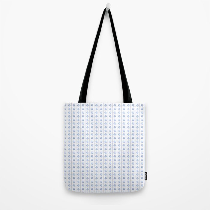 Cozy Vintage Cottage Flowers and Stripes Pattern in Light Blue and White Tote Bag Gallery Image 2