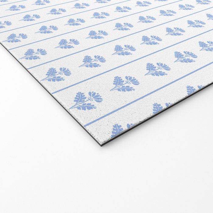 Cozy Vintage Cottage Flowers and Stripes Pattern in Light Blue and White Welcome Mat Gallery Image 2