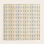 Cozy Vintage Cottage Flowers and Stripes Pattern in Light Blue and White Wood Wall Art Gallery Image 1