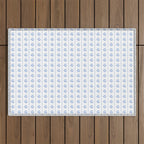 Cozy Vintage Cottage Flowers and Stripes Pattern in Light Blue and White Outdoor Rug Gallery Image 1