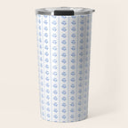 Cozy Vintage Cottage Flowers and Stripes Pattern in Light Blue and White Travel Mug Gallery Image 1