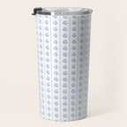 Cozy Vintage Cottage Flowers and Stripes Pattern in Light Blue and White Travel Mug Gallery Image 3