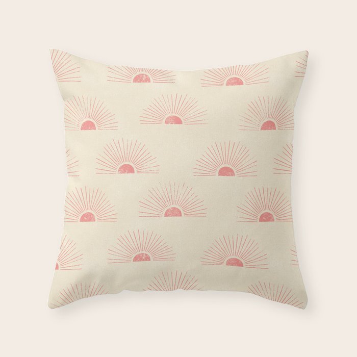 Sunrise - pink and cream Throw Pillow Gallery Image 6