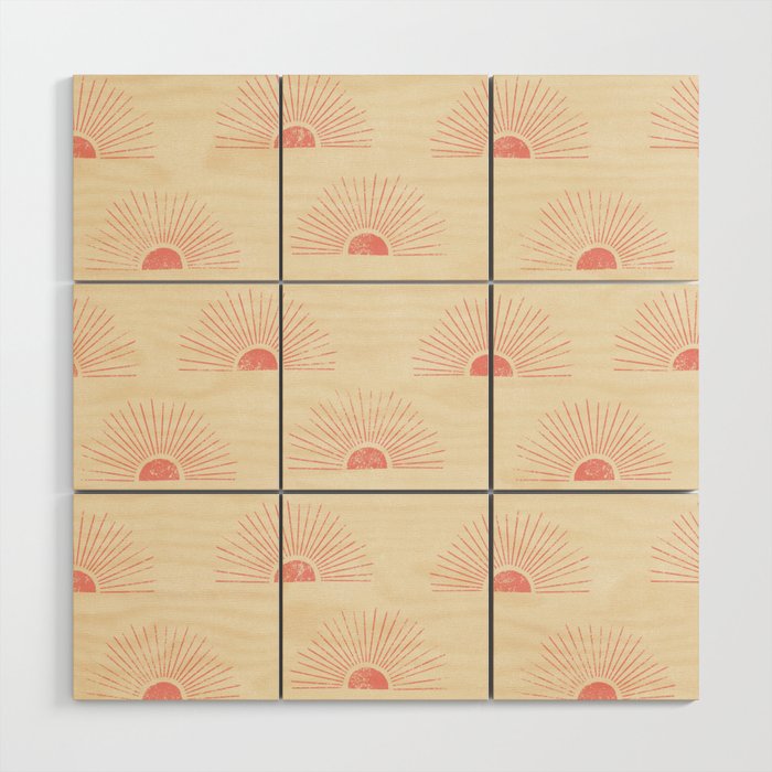 Sunrise - pink and cream Wood Wall Art Gallery Image 1