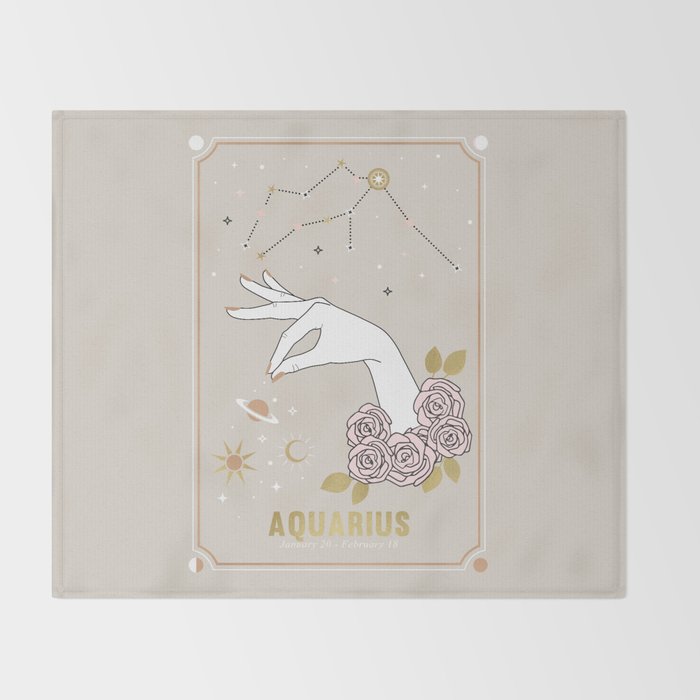Aquarius Zodiac Sign Throw Blanket Gallery Image 2