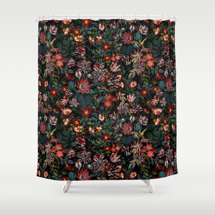 Dark Garden Flowers Shower Curtain Gallery Image 1
