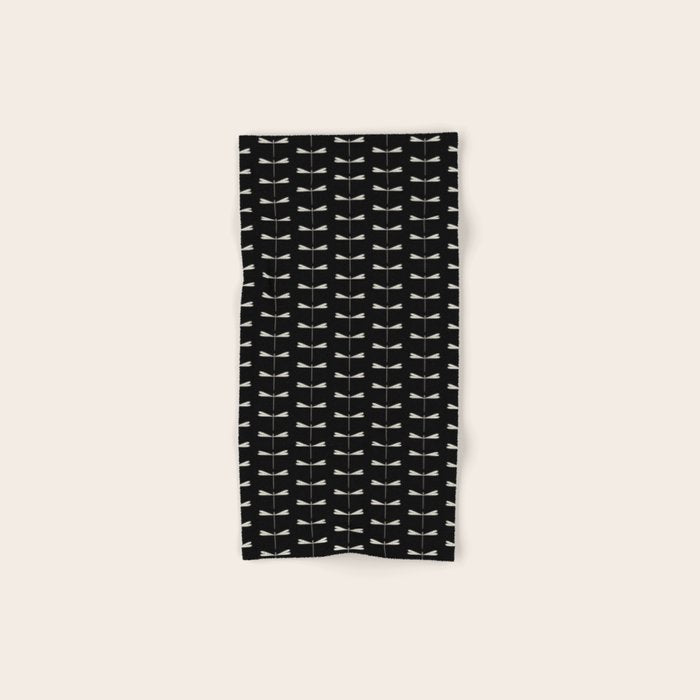 Dragonfly Pattern VII Black Bath Towel Gallery Image 1