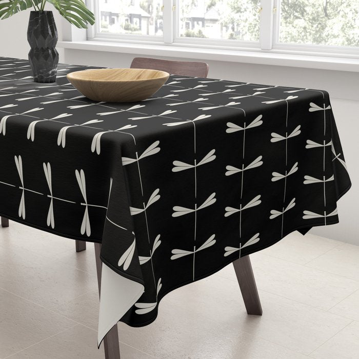 Dragonfly Pattern VII Black Tablecloth Gallery Image 3