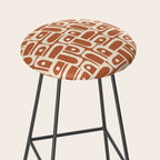 Mid Century Modern Piquet Abstract Multi Pattern in Earthy Red Brown and Beige Cream Stool Gallery Image 2