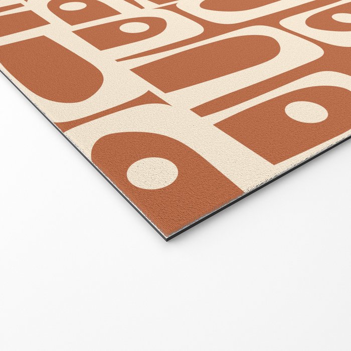 Mid Century Modern Piquet Abstract Multi Pattern in Earthy Red Brown and Beige Cream Welcome Mat Gallery Image 2