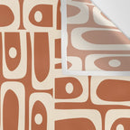 Mid Century Modern Piquet Abstract Multi Pattern in Earthy Red Brown and Beige Cream Wall Tapestry Gallery Image 3