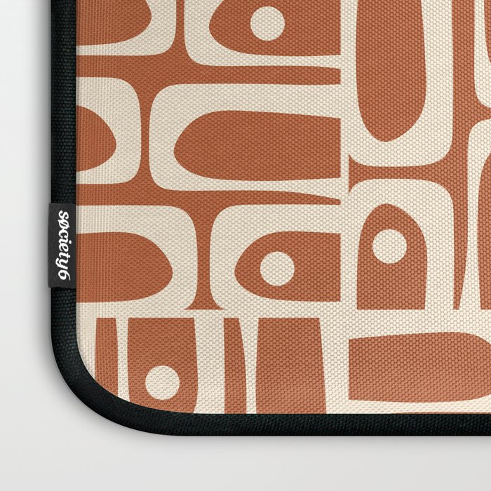 Mid Century Modern Piquet Abstract Multi Pattern in Earthy Red Brown and Beige Cream Laptop Sleeve Gallery Image 3