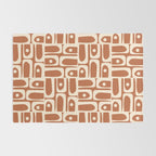 Mid Century Modern Piquet Abstract Multi Pattern in Earthy Red Brown and Beige Cream Rug Gallery Image 2