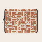 Mid Century Modern Piquet Abstract Multi Pattern in Earthy Red Brown and Beige Cream Laptop Sleeve Gallery Image 1