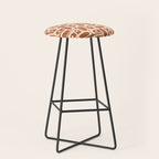 Mid Century Modern Piquet Abstract Multi Pattern in Earthy Red Brown and Beige Cream Stool Gallery Image 1