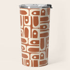 Mid Century Modern Piquet Abstract Multi Pattern in Earthy Red Brown and Beige Cream Travel Mug Gallery Image 2