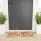 Mid Century Modern Piquet Abstract Multi Pattern in Earthy Red Brown and Beige Cream Welcome Mat Gallery Image 3