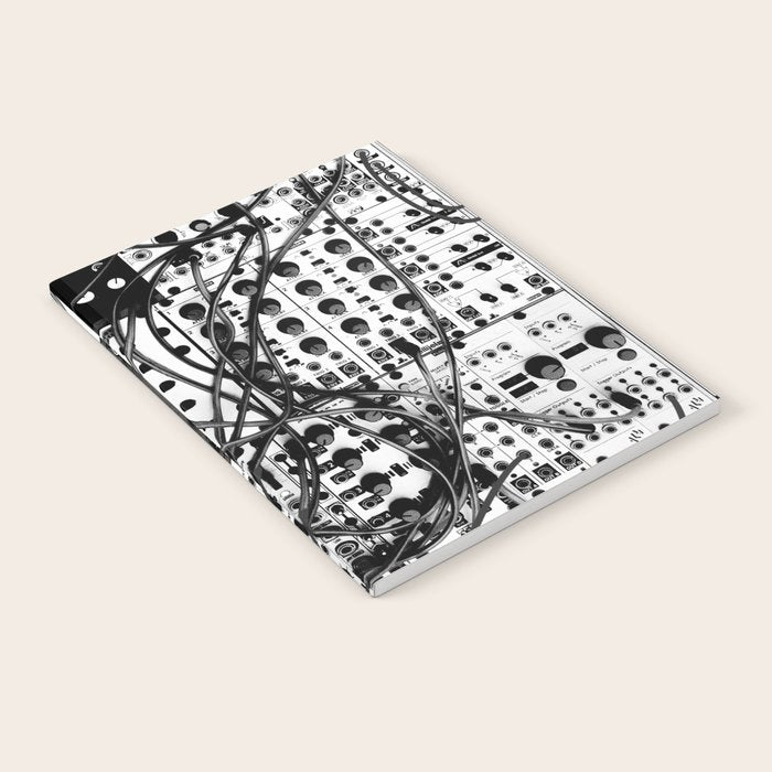 analog synthesizer system - modular black and white Notebook Gallery Image 2
