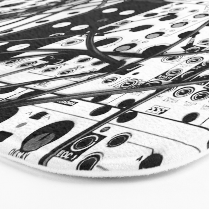 analog synthesizer system - modular black and white Bath Mat Gallery Image 3