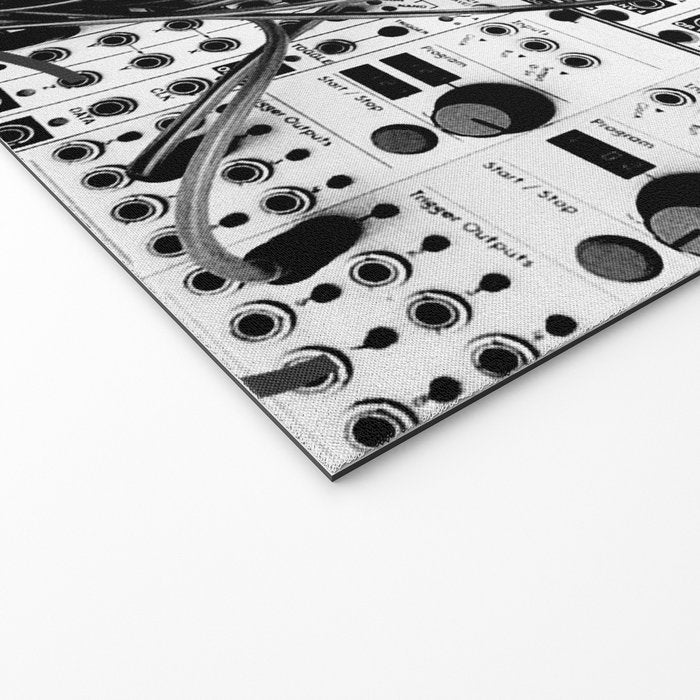 analog synthesizer system - modular black and white Welcome Mat Gallery Image 2