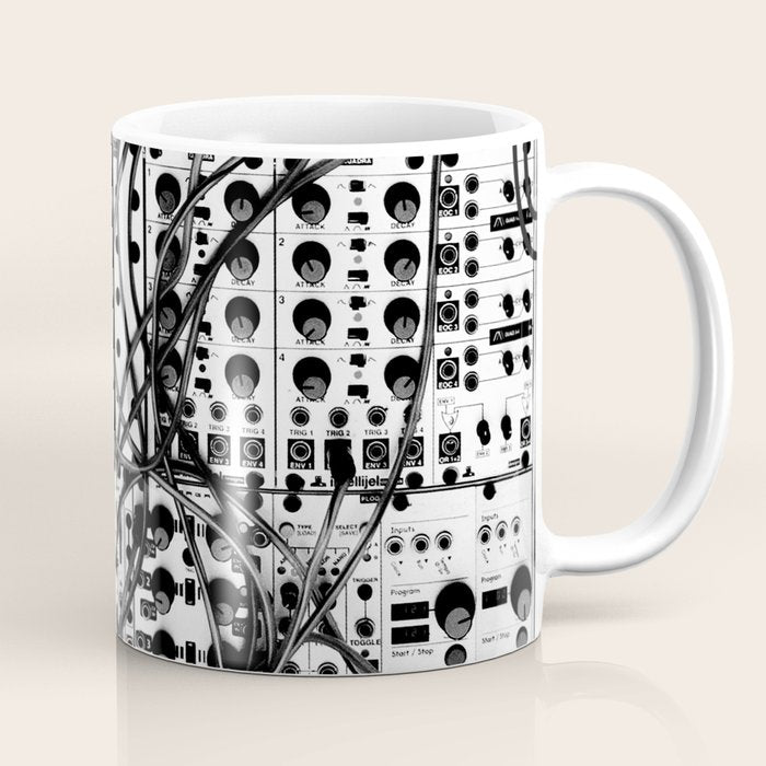 analog synthesizer system - modular black and white Coffee Mug