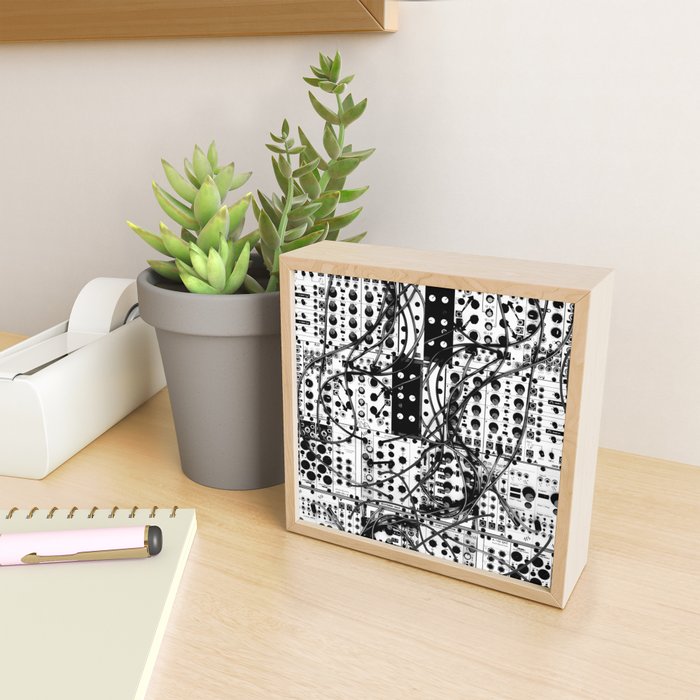 analog synthesizer system - modular black and white Mini Art Print Gallery Image 2