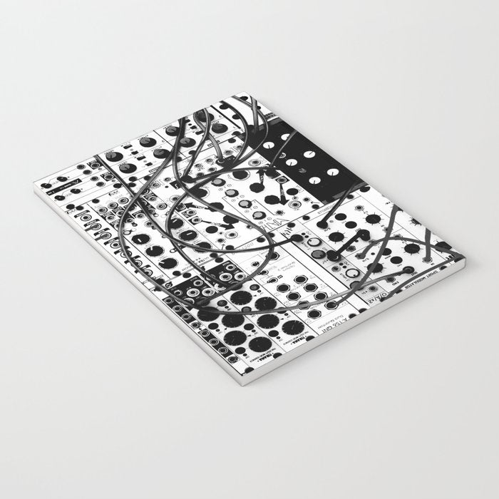 analog synthesizer system - modular black and white Notebook Gallery Image 3