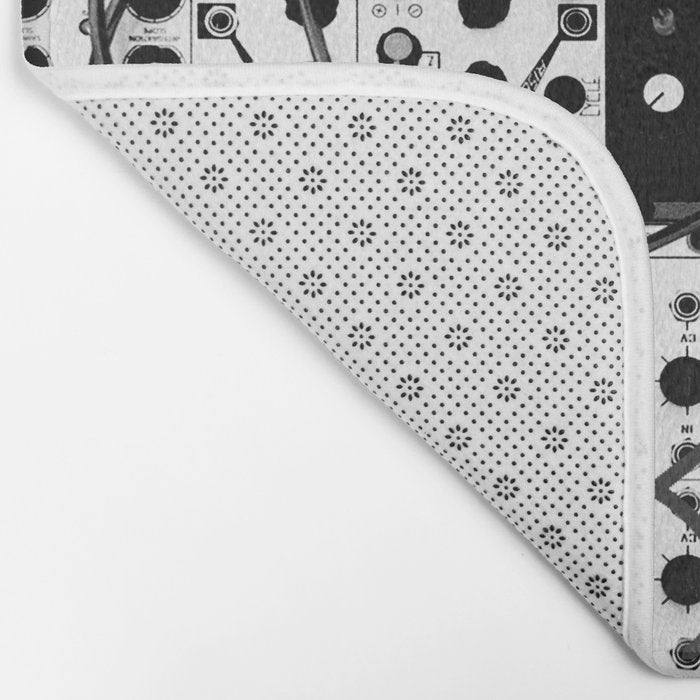analog synthesizer system - modular black and white Bath Mat Gallery Image 2