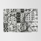 analog synthesizer system - modular black and white Rug Gallery Image 2