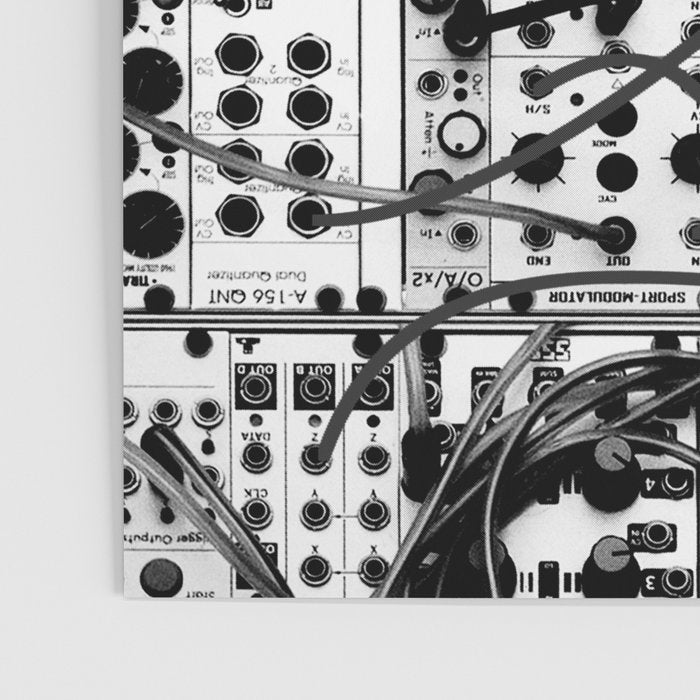 analog synthesizer system - modular black and white Poster Gallery Image 3